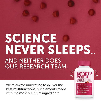 SmartyPants Gummy Multivitamin for Women 50 and Over: Omega 3 Fish Oil (EPA/DHA), Methylfolate, CoQ10, Vitamin D3, C, Vitamin B12, B6, Vitamin A, K & Zinc, Gluten Free, 120 Count (30 Day Supply)