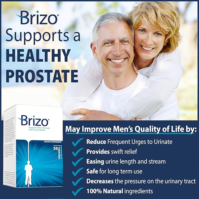 Brizo Prostate Health Supplements for Men - ProstaticSupport and Relief Formula - Herbal Capsules for Mens Urinary Health - Reduce Frequent Urination - 1 Month Supply