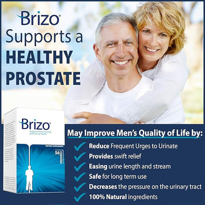 Brizo Prostate Health Supplements for Men - ProstaticSupport and Relief Formula - Herbal Capsules for Mens Urinary Health - Reduce Frequent Urination - 1 Month Supply