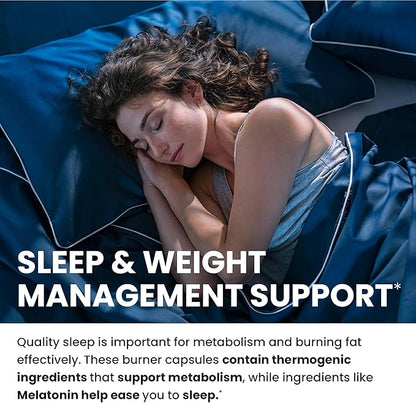 Night Time Fat Burner | Shred Fat While You Rest | Hunger Suppressant, Carb Blocker & Weight Loss Support Supplements | Burn Belly Fat, Support Metabolism & Rest Easily | 120 Nighttime Pills