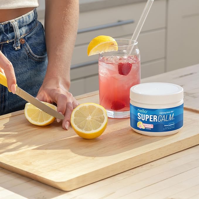 Nello Supercalm Drink Mix - Ashwagandha KSM 66, Magnesium Glycinate, L-Theanine, Vitamin D3 - Ashwagandha Root Extract, Magnesium & L-Theanine Supplement - Focus & Support (30 Servings)