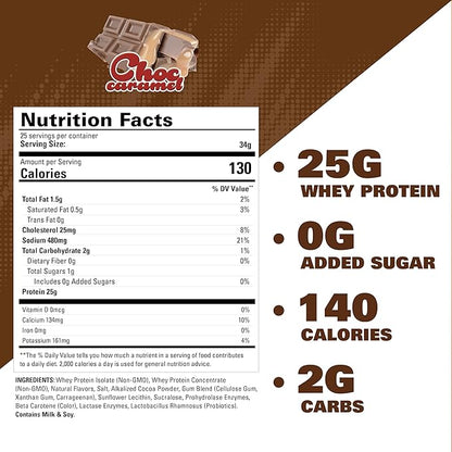 EHP Labs OxyWhey Whey Protein Powder - 25g of Whey Isolate Protein Powder, Meal Replacement Shake, Sugar Free Protein Powder - 25 Serves (Chocolate Caramel)