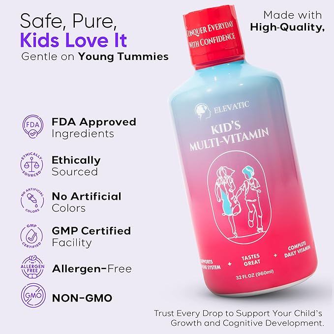 Kids multivitamin | 32 Fl.oz (960ml) | Children’s Favourite Liquid multivitamin Formula | Ensuring Daily Essential Nutrition for Kids | Free from Allergens, Artificial Colors & Flavors