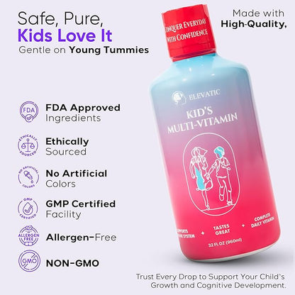 Kids multivitamin | 32 Fl.oz (960ml) | Children’s Favourite Liquid multivitamin Formula | Ensuring Daily Essential Nutrition for Kids | Free from Allergens, Artificial Colors & Flavors