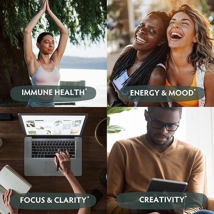 TRIBE ORGANICS Lion’s Mane Supplement 1800mg Mushroom Extract Powder - Immune System Booster & Brain Nootropic for Focus and Memory | Mental Clarity | Natural Energy and Immunity - 120 Vegan Capsules