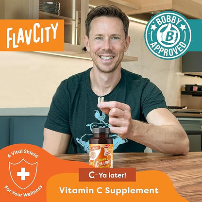 FlavCity Vitamin C Supplement, C-Ya Later- Dietary Supplement for Immune Support Derived from Bioavailable Sources of VIT C - Made with Acerola, Camu Camu & Amla Berry - 60 Capsules