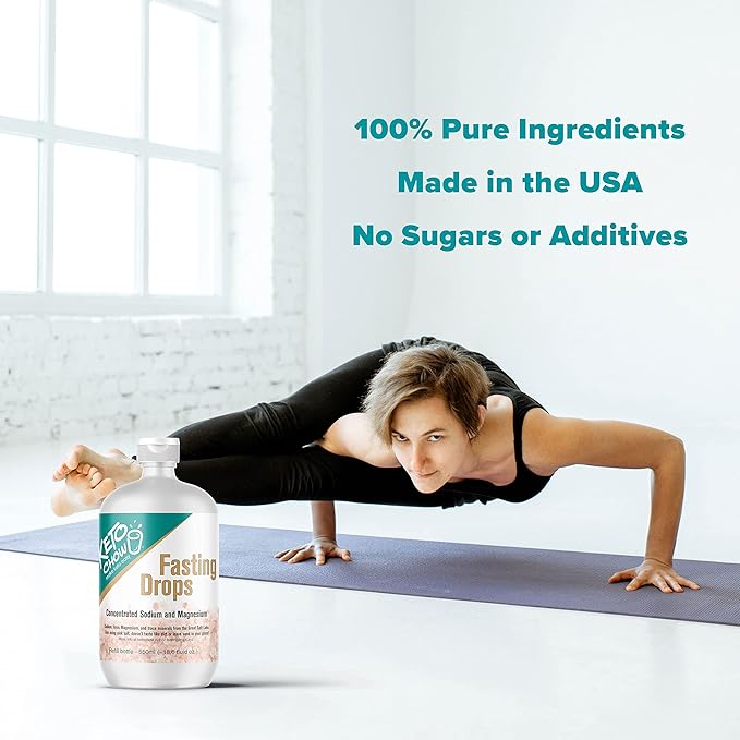 Keto Chow Fasting Drops | Sodium and Ionic Magnesium Fasting Supplement | Intermittent Fasting Mineral Supplements | Electrolyte Replenisher | (550ml/18.6 Bottle)