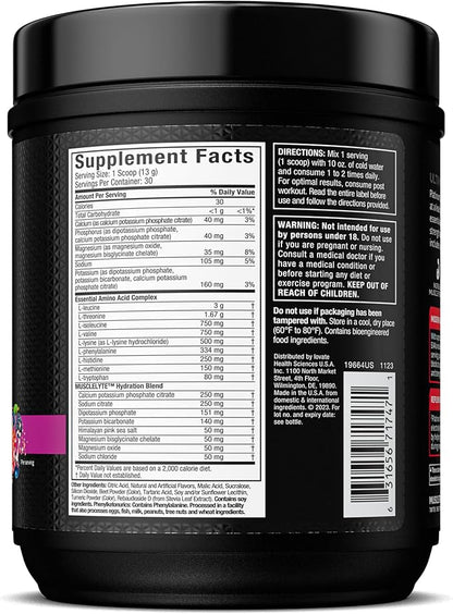 MuscleTech | Platinum 100% EAA+| Essential Amino Acids| Muscle Strength Builder for Men & Women | Workout Supplement | Fruit Punch | 13.8 oz | 30 Servings