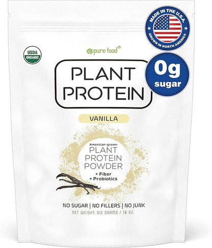 Plant Based Protein Powder with Probiotics | Organic, Clean, All Natural, Vegan, Vegetarian, Whole Superfood Nutritional Supplement with No Additives | Keto (Vanilla)