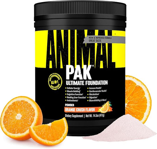 Animal Pak - Convenient All-in-One Vitamin & Supplement Powder - Zinc, Vitamins C, B, D, Amino Acids, Immune Support, Digestive Enzymes, and More - Daily Multivitamin for Women & Men - 60 Scoops