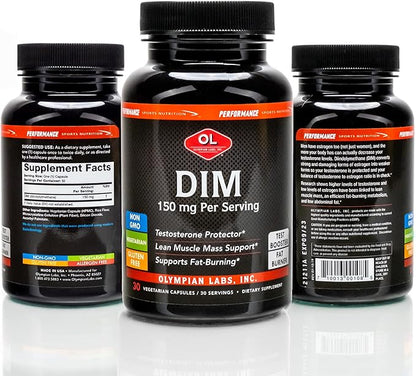 Olympian Labs DIM 150mg - DIM Diindolylmethane Supplement Capsules Supporting Hormone Balance, Clear Skin, PCOS, & Aid in Fitness Regimes - 30 Capsules (30 Day Supply)