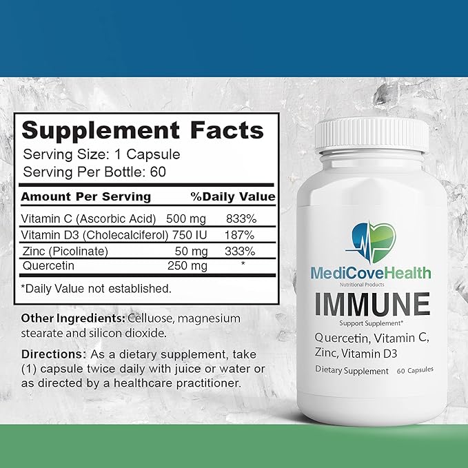 Immune Support: Quercetin, Vitamin C, Zinc, Vitamin D3