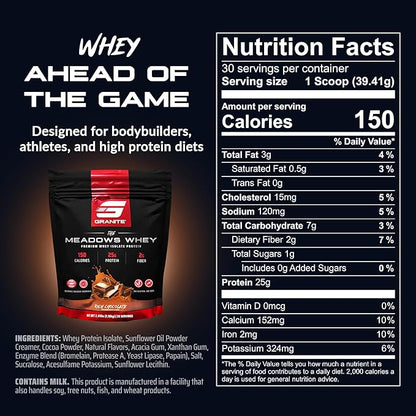 Granite Supplements The Meadows Whey Protein Isolate - (30 Servings) Whey Protein Powder - 150 Calories, 2g Fiber, 1g Sugar Protein Whey for Lean Muscle - Rich Chocolate Flavored Protein Powder