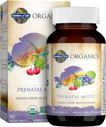 Garden of Life Organics Women’s Prenatal Multivitamin with Vitamin D3, B6, B12, C & Iron, Folate for Energy & Healthy Fetal Development – Organic, Non-GMO, Gluten-Free, Vegan, 30 Day Supply