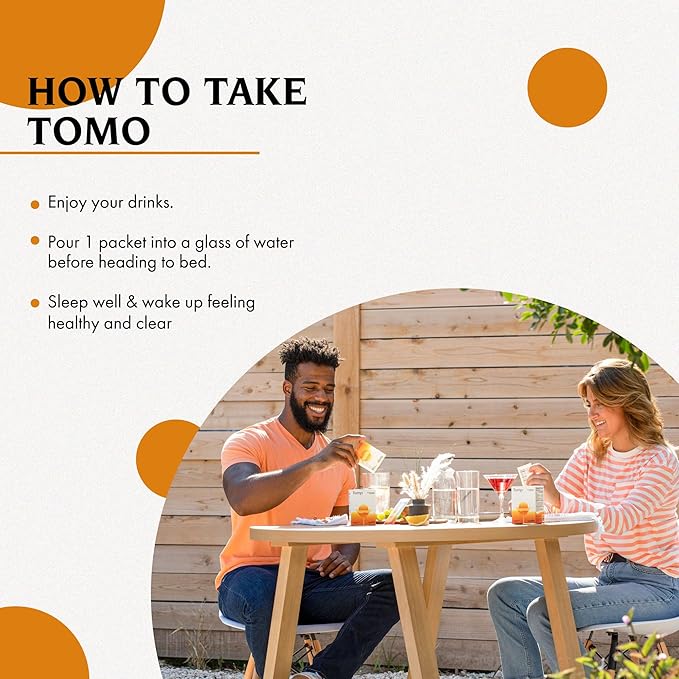 Tomo Post Celebration Relief Hydration Powder | Recover with Electrolytes, DHM, and B12 | DHM Supplement and Travel Essential Dehydration Aid