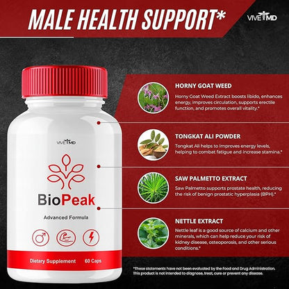 BioPeak Capsules, Bio Peak Advance Formula, BioPeak All Natural Supplement - Biopeak Pills for Maximum Strength, Bio Peak Support Pills Reviews (2 Pack)