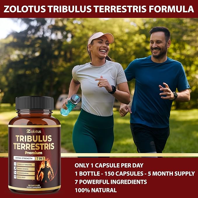 Tribulus Terrestris Supplement for Men & Women, 5-Month Supply with Ashwagandha, Panax Ginseng, Saw Palmetto, Maca, Shilajit, 150 Count