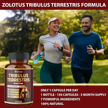 Tribulus Terrestris Supplement for Men & Women, 5-Month Supply with Ashwagandha, Panax Ginseng, Saw Palmetto, Maca, Shilajit, 150 Count