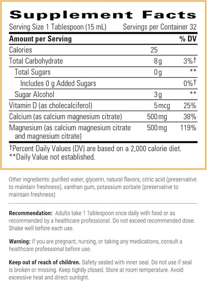 Integrative Therapeutics Liquid Calcium Magnesium - 1:1 Calcium to Magnesium Ratio - Mineral Supplement with Vitamin D3 - Bone Health Supplement for Men and Women* - 16 fl oz, Berry Flavored