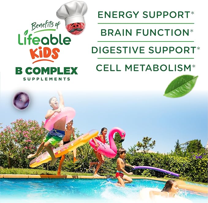 Lifeable Sugar Free Vitamin B Complex for Kids | B-Complex with Vitamin C | Great Tasting VIT B Complex Vitamins | Energy and Nerve Support | Kids B Vitamins Complex for Boys and Girls | 90 Gummies
