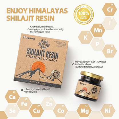 Pure Himalayan Shilajit Resin | 600 mg 80+ Servings| 85+ Trace Minerals & 75%+ Fulvic Acid for Focus & Energy| Zero Sugar| Gold Grade Pure Shilajit for Men & Women - 1.76 Oz
