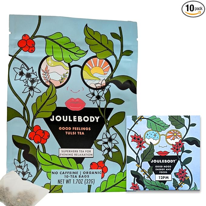 JOULEBODY 5 PM Good Feeling Organic Tulsi Tea | Post Workout Immunity Boost | 10 Count