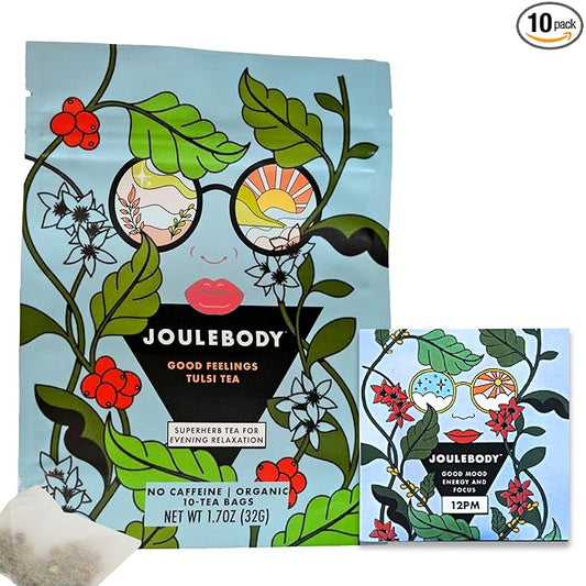 JOULEBODY 5 PM Good Feeling Organic Tulsi Tea | Post Workout Immunity Boost | 10 Count