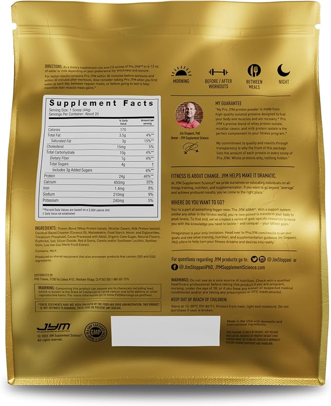 JYM Supplement Science Pro JYM Natural Chocolate Brownie Protein Powder Blend - Whey Protein Isolate, Casein, & Milk Protein Isolate, for Men & Women Recovery Shakes, 22 Servings