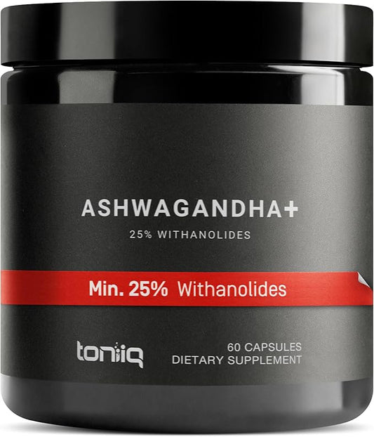 Toniiq 52,000mg 40x Concentrated Extract - 25% Withanolides - Ultra High Strength Ashwagandha Capsules - Wild Harvested in India - Highly Concentrated and Bioavailable Supplement- 60 Veggie Capsules