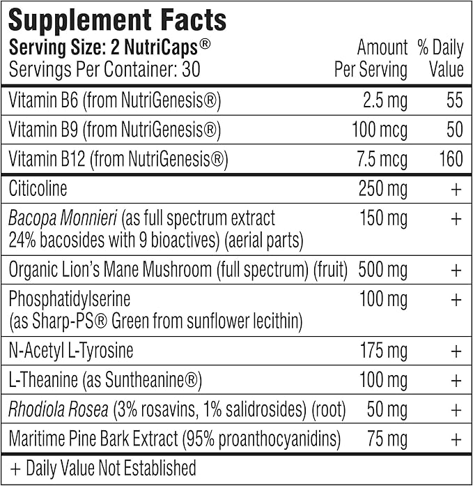 Mind Lab Pro® Universal Nootropic™ Brain Booster Supplement for Focus, Memory, Clarity, Energy - 60 Capsules - Plant-Based, Naturally Sourced Memory Vitamins for Better Brain Health