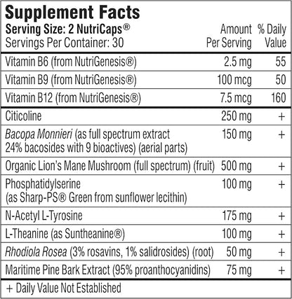 Mind Lab Pro® Universal Nootropic™ Brain Booster Supplement for Focus, Memory, Clarity, Energy - 60 Capsules - Plant-Based, Naturally Sourced Memory Vitamins for Better Brain Health