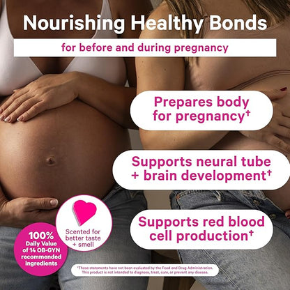 Pink Stork Total Prenatal Vitamins with DHA, Folate, Iron, Choline, and Vitamin B12 - Prenatals for Women to Support Fetal Development, Pregnancy Must Haves - 60 Capsules, 1 Month Supply