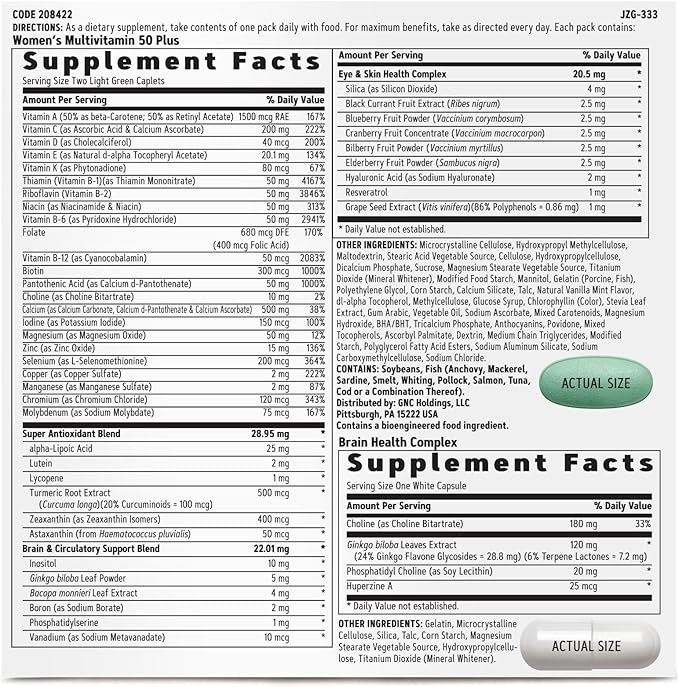 GNC Women's Ultra Mega 50 Plus VP Multi Vitamins, 30 Count