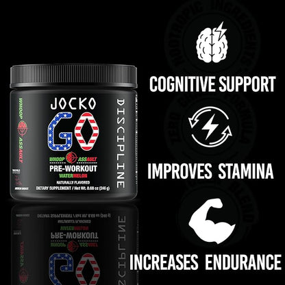 Jocko Fuel Pre Workout Powder with L-Citrulline, Nootropic & Caffeine for Endurance & Stamina - Keto, Sugar Free Blend for Distance Running, Cycling, Jiu Jitsu - 30 Servings (Watermelon)