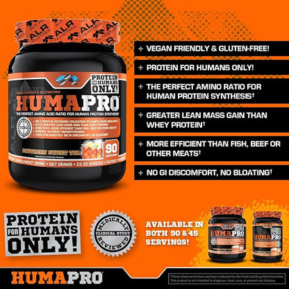 Humapro | Amino Acids Protein Matrix for Humans | 99% Utilization for Lean Muscle | Vegan, Gluten Free | 667g / 90 Servings (Southern Sweet Tea)