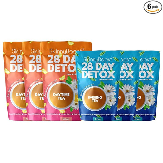 28 Day Detox Tea Kit (3 PACK) 3 Daytime Teas, 3 Evening Detox Teas Non GMO, Vegan, All Natural Detox and Cleanse