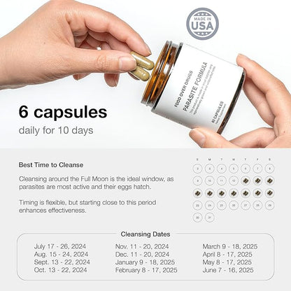 Food Over Drugs Parasite Formula - Full Spectrum Herbal Detox for Humans - 60 ct - Natural Detox & Complete Body Cleanse