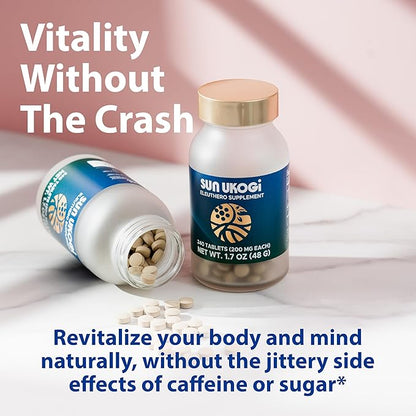 Sun Chlorella Sun Ukogi Organic Eleuthero Root 200 mg Siberian Ginseng Supplement - Natural Adaptogen Well Being & Endurance Supplement for Women & Men - Non-GMO - 240 Tablets