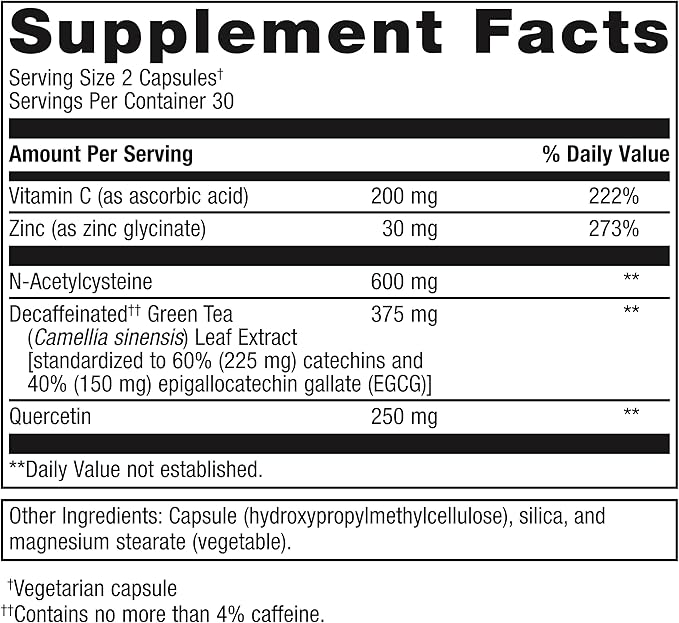 Metagenics Immune Active - Rich in Antioxidant Vitamin C - Immune Health Support* - 200 mg Vitamin C - 30 mg Zinc - Gluten-Free - 60 Capsules