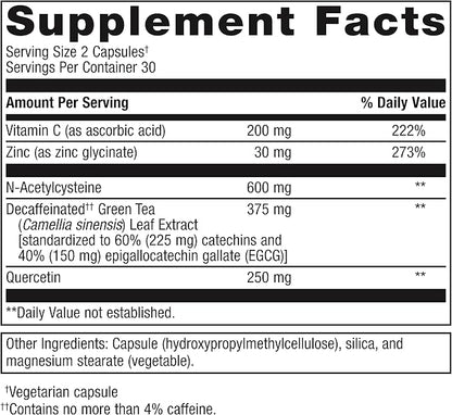 Metagenics Immune Active - Rich in Antioxidant Vitamin C - Immune Health Support* - 200 mg Vitamin C - 30 mg Zinc - Gluten-Free - 60 Capsules