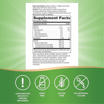 Nature's Way Super Fisol Fish Oil, Enteric Coated, Supports Cardiovascular and Joint Health*, Mega Potency Omega-3s, 180 Softgels (Packaging May Vary)