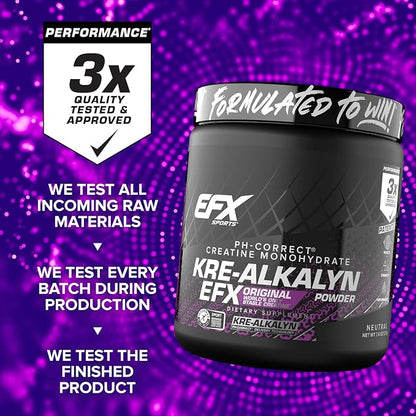 EFX Sports Kre-Alkalyn EFX Powder | pH Correct Creatine Monohydrate Powder Supplement | Strength, Muscle Growth & Performance | 140 Servings (Unflavored)