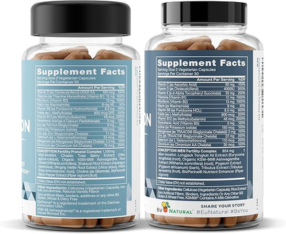 Eu Natural Conception Fertility for Her & Him Bundle - Fertility Supplements Combo for Women & Men – Prenatal Vitamins – Promote Hormone Balance, Cycle Consistency, Aid Ovulation – 120 Count
