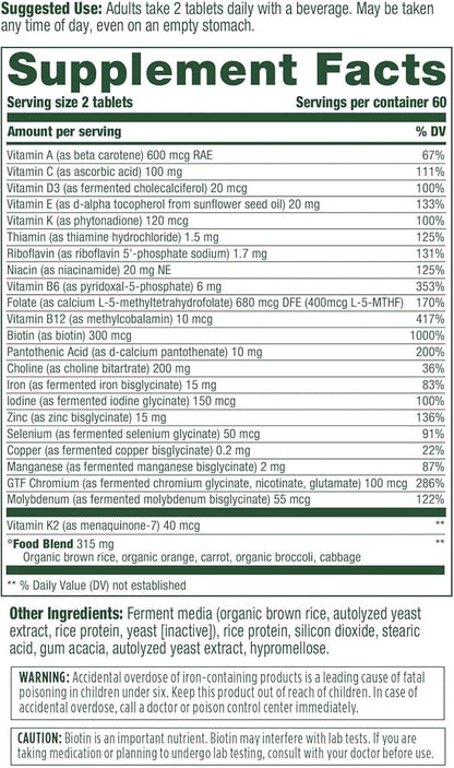 MegaFood Women's Advanced Multivitamin for Women - Doctor-Formulated With Iron, Choline, Vitamin D, Vitamin C & Zinc - Brain Health - Immune Support - Non-GMO - Vegetarian - 120 Tabs (60 Servings)