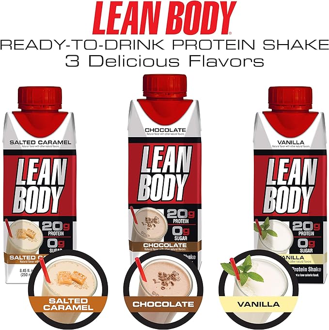 LABRADA NUTRITION - Lean Body RTD Whey Protein Shake, Convenient On-The-Go Meal Replacement Shake for Men & Women, 20 grams of Protein – Zero Sugar, Lactose & Gluten Free, Chocolate (Pack of 16)