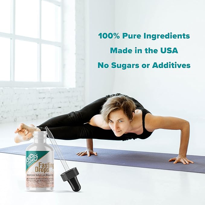 Keto Chow Fasting Drops | Sodium and Ionic Magnesium Fasting Supplement | Intermittent Fasting Mineral Supplements | Electrolyte Replenisher | 120ml Pocket Flask