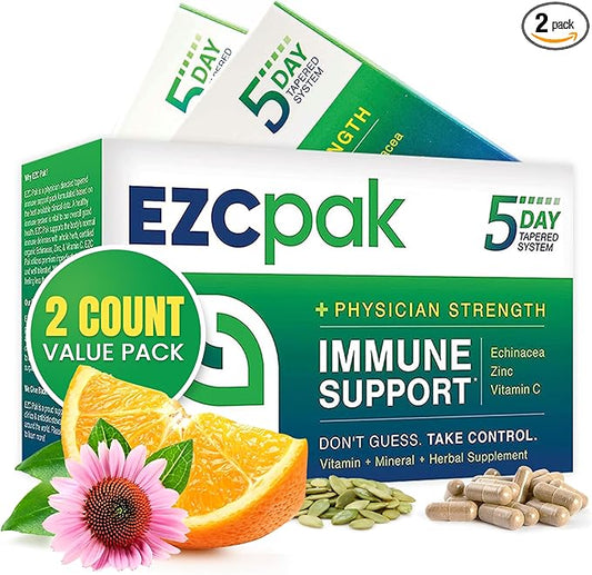 EZC Pak 5-Day Tapered Immune Support Booster - Vitamin Immune Support Supplement, Echinacea, Zinc Vitamin C, Immune Boosters for Adults - Immune Support Vitamins (Pack of 2)