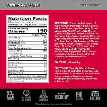 BSN SYNTHA-6 Whey Protein Powder, Micellar Casein, Milk Protein Isolate Powder, Cookies and Cream, 28 Servings (Package May Vary)