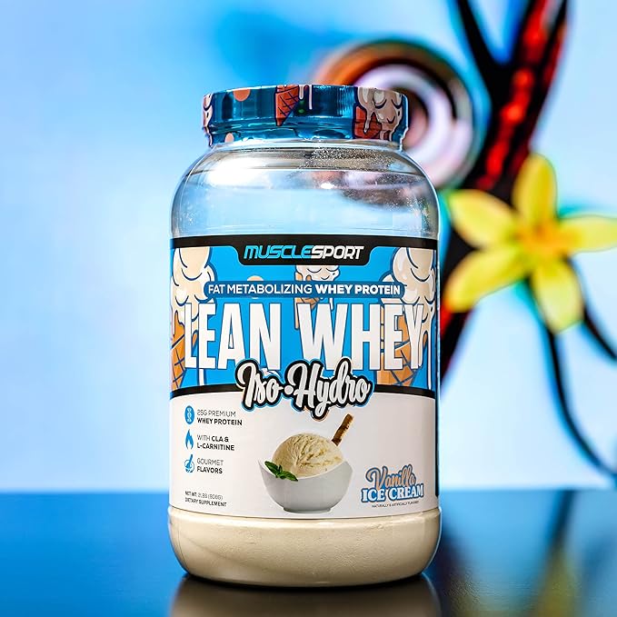 Musclesport Lean Whey Revolution™ Protein Powder - Whey Protein Isolate - Low Calorie, Low Carb, Low Fat, Incredible Flavors - 25g Protein per Scoop (2LB, Vanilla)