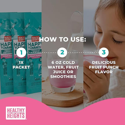 Healthy Heights Happy Tummies Prebiotic and Probiotic Fiber Supplement for Kids Ages 2+, 2 Pack